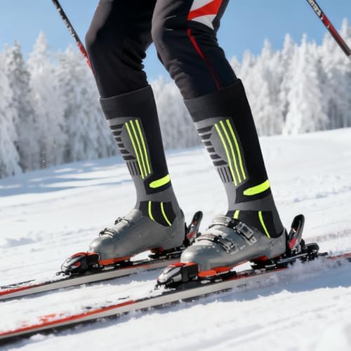 LEOSTEP 2 Pairs of Merino Wool Compression Ski Socks - Breathable